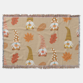 Herfst kabouters met herfstbladeren en pompoenen deken