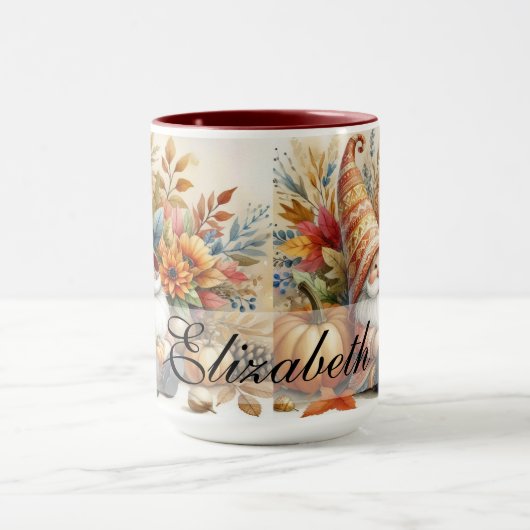  Herfst kabouters met herfstbladeren Mok (Midden)