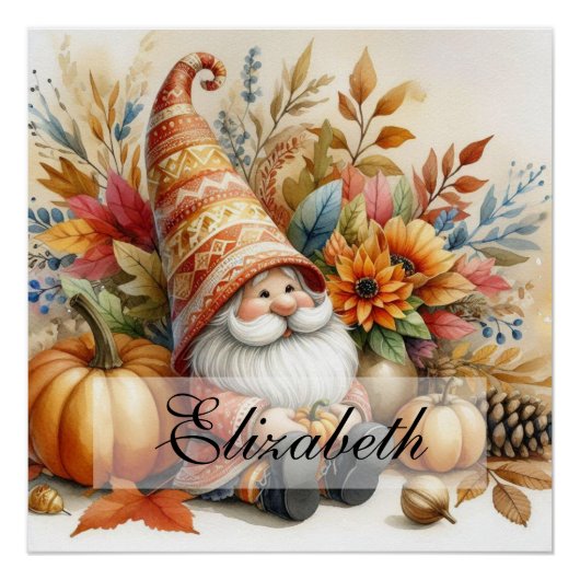 Herfst kabouters met herfstbladeren Perfect Poster (Voorkant)