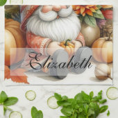 Herfst kabouters met herfstbladeren Theedoek (Gevouwen)