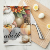 Herfst kabouters met herfstbladeren Theedoek (Quarter Fold)