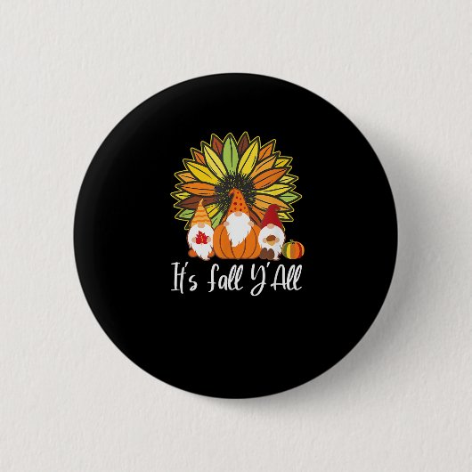 Herfst Kabouters Met Herfstpompoen Het Is Herfst M Ronde Button 5,7 Cm (Voorkant)