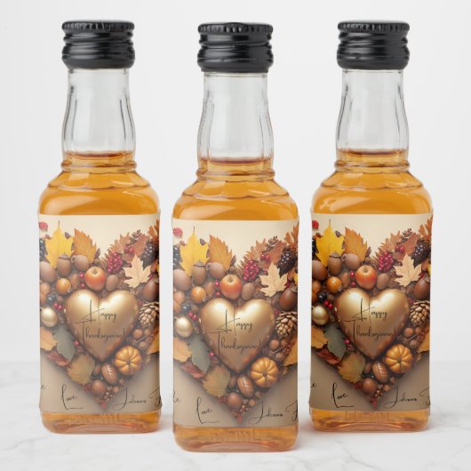 Herfst Kaleidoscoop Thanksgiving Gouden Vintage Likeurfles Etiket (Flessen)