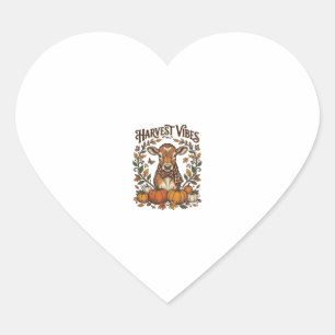 Herfst Kalf Shirt Vintage Gravure Oogst Pompoen Hart Sticker