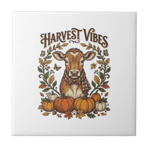 Herfst Kalf Shirt Vintage Gravure Oogst Pompoen Tegeltje