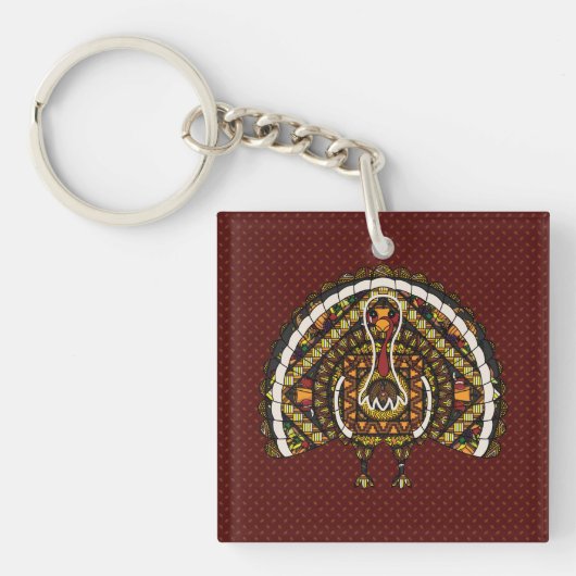 Herfst Kalkoen Acryl Sleutelhanger (Voorkant)