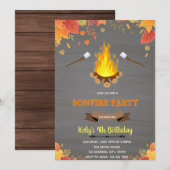 Herfst kampvuur kampeer thema feest kaart (Voorkant / Achterkant)
