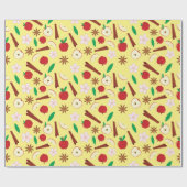 Herfst kaneel, appel, bloem, steranijs naadloos cadeaupapier (Vlak)