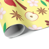 Herfst kaneel, appel, bloem, steranijs naadloos cadeaupapier (Rol Hoek)