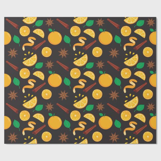 Herfst kaneelstokjes en Sinaasappels Naadloze Herf Cadeaupapier (Vlak)