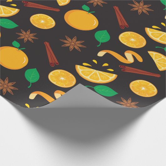 Herfst kaneelstokjes en Sinaasappels Naadloze Herf Cadeaupapier (Hoek)