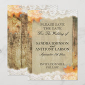 Herfst Kant Rustieke Bewaar De Datum Aankondiging (Voorkant / Achterkant)