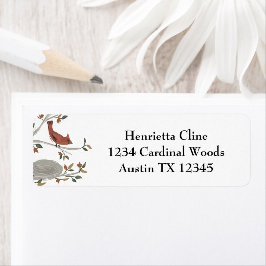 herfst kardinaal vogel etiket (Insitu)
