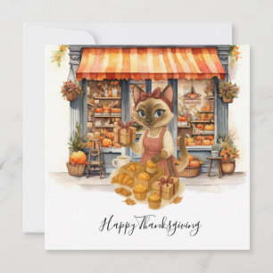 Herfst Kat Bakkerij Thanksgiving Herfst Kattenlief Feestdagenkaart