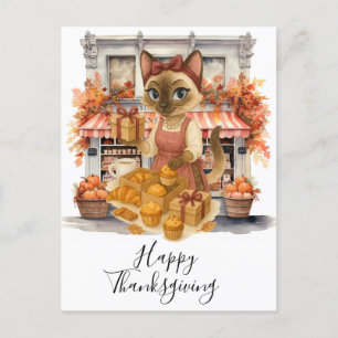 Herfst Kat Bakkerij Thanksgiving Herfst Kattenlief Feestdagenkaart