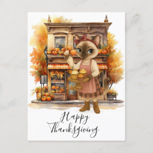 Herfst Kat Bakkerij Thanksgiving Herfst Kattenlief Feestdagenkaart