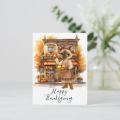 Herfst Kat Bakkerij Thanksgiving Herfst Kattenlief Feestdagenkaart (Staand voorkant)