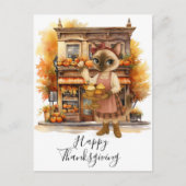 Herfst Kat Bakkerij Thanksgiving Herfst Kattenlief Feestdagenkaart (Voorkant)