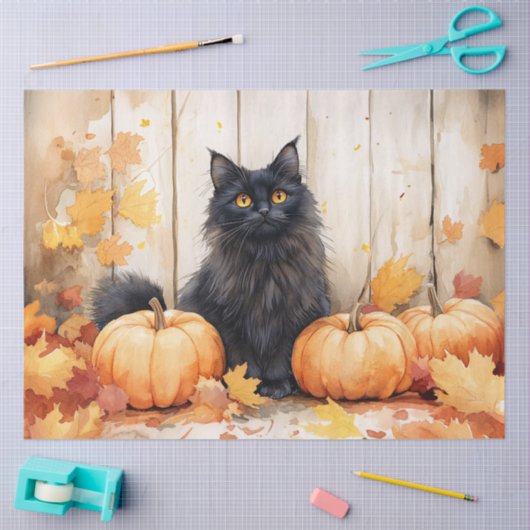Herfst kat en pompoenen Decoupage Tissuepapier (Craft)