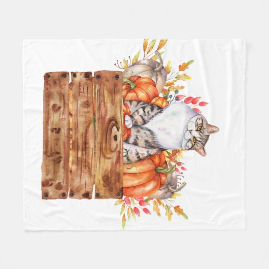 Herfst kat en pompoenen in doos fleece deken (Voorkant (Horizontaal))