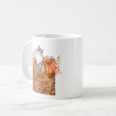 Herfst kat en pompoenen in doos koffiemok (Voorkant links)
