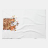 Herfst kat en pompoenen in doos theedoek (Horizontaal)