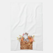 Herfst kat en pompoenen in doos theedoek (Verticaal)