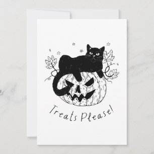 Herfst Kat Halloween Ren Feestdagenkaart
