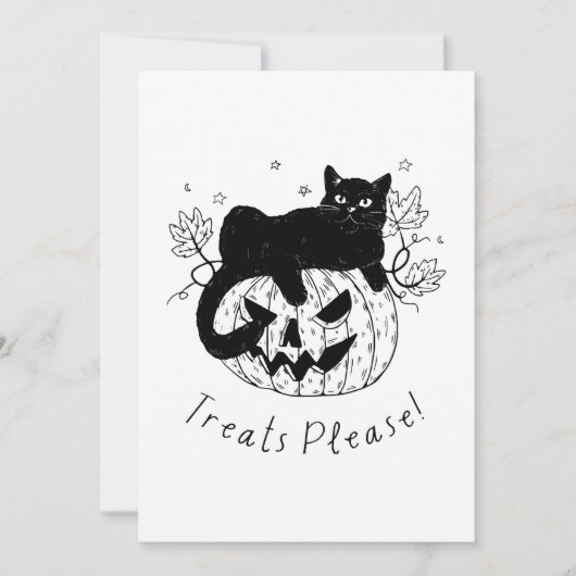 Herfst Kat Halloween Ren Feestdagenkaart (Voorkant)