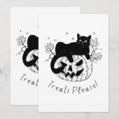Herfst Kat Halloween Ren Feestdagenkaart (Voorkant / Achterkant)