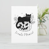Herfst Kat Halloween Ren Feestdagenkaart (Staand voorkant)