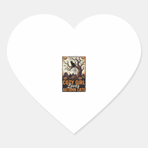Herfst Kat Liefhebber Vintage Halloween Meisje Shi Hart Sticker