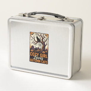 Herfst Kat Liefhebber Vintage Halloween Meisje T-s