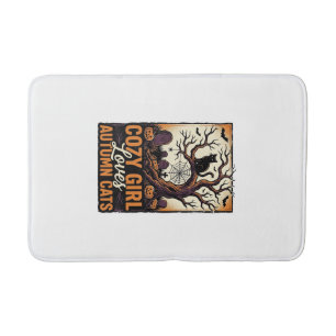 Herfst Kat Liefhebber Vintage Halloween Meisje T-s Badmat