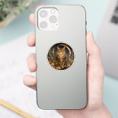 Herfst kat maan gouden bloemen sticker (Telefoon)