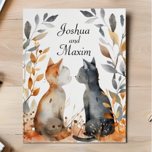 herfst katten bruiloft kaart