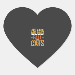Herfst Katten Meisje Liefhebber Halloween Ontwerp Hart Sticker