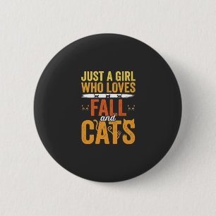 Herfst Katten Meisje Liefhebber Halloween Ontwerp Ronde Button 5,7 Cm