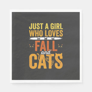 Herfst Katten Meisje Liefhebber Halloween Ontwerp Servet