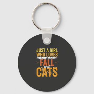 Herfst Katten Meisje Liefhebber Halloween Ontwerp Sleutelhanger
