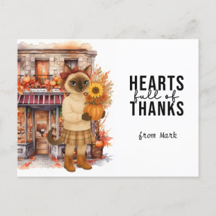 Herfst Kattenhart vol bedankt voor Thanksgiving Feestdagenkaart