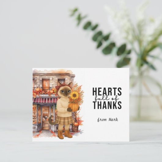 Herfst Kattenhart vol bedankt voor Thanksgiving Feestdagenkaart (Staand voorkant)