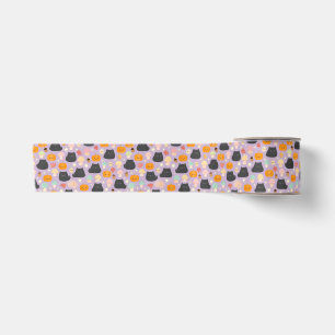 Herfst Kawaii Kat en Pompoen Satijnen Lint