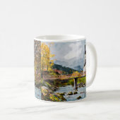 Herfst kerk en bomen met aanpasbare tekst koffiemok (Voorkant rechts)