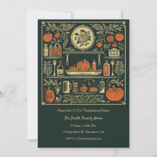  Herfst Keuken Thanksgiving Diner Invite Kaart