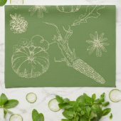 Herfst keukenhanddoek in groen (Gevouwen)
