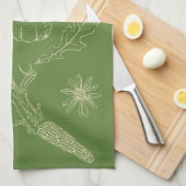 Herfst keukenhanddoek in groen (Quarter Fold)