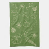 Herfst keukenhanddoek in groen (Verticaal)