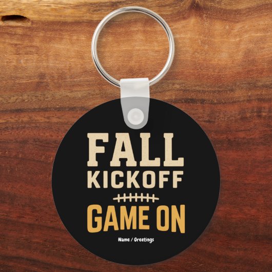 Herfst Kickoff Game Op Retro Voetbal Herfst Ontwer Sleutelhanger (Voorkant)