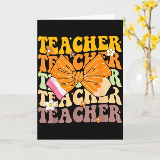 Herfst Kids Student Coquette Boog Potlood Herfst  Kaart (Gele Bloem)